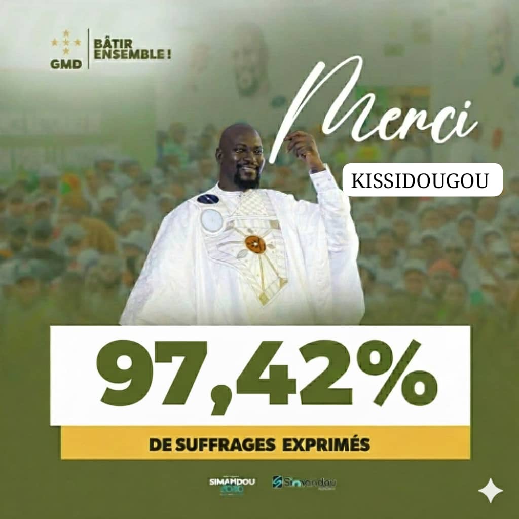 PRESIDENTIELLE 2025/Kissoudougou s’est engagé dans l’histoire de la Guinée qui se construit : Résultat définitif sorti des urnes : GMD 97,42%