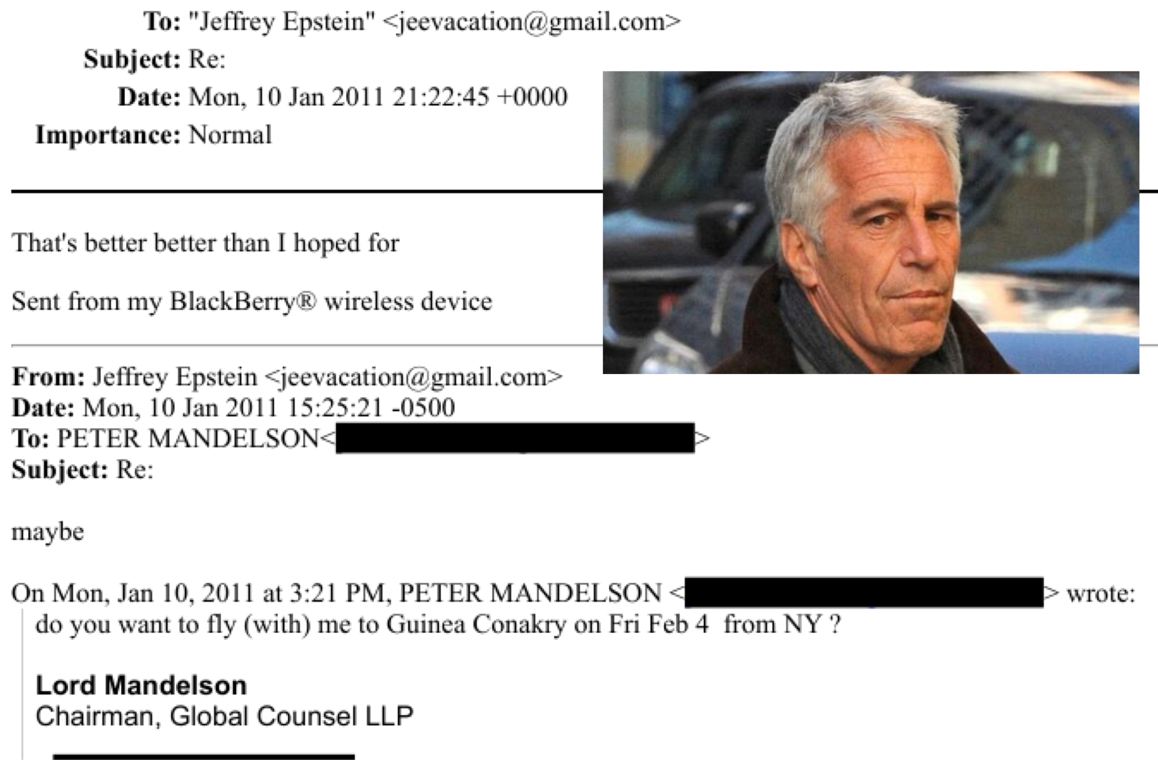 Un diamants de Guinée dans les dossiers Epstein